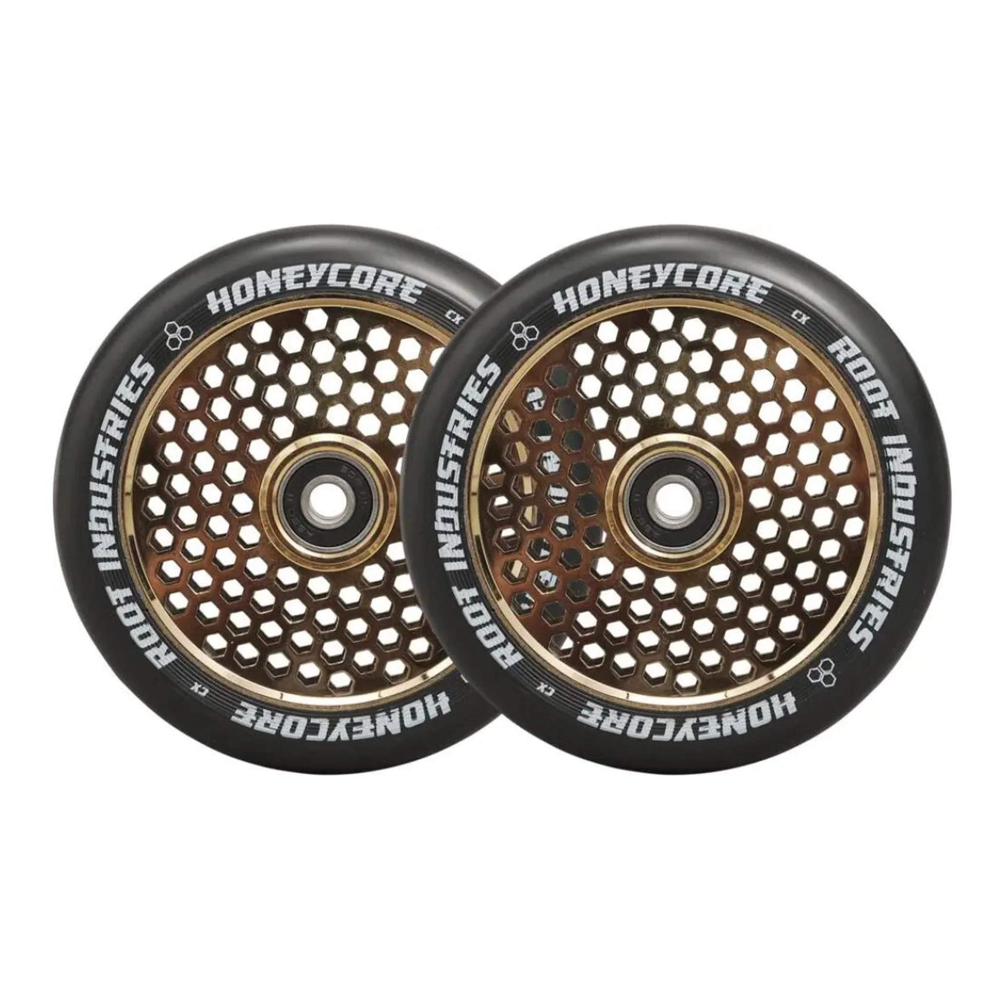 Root Honeycore Negro 120mm Ruedas Patinete 2 Piezas (Color: Gold Rush)