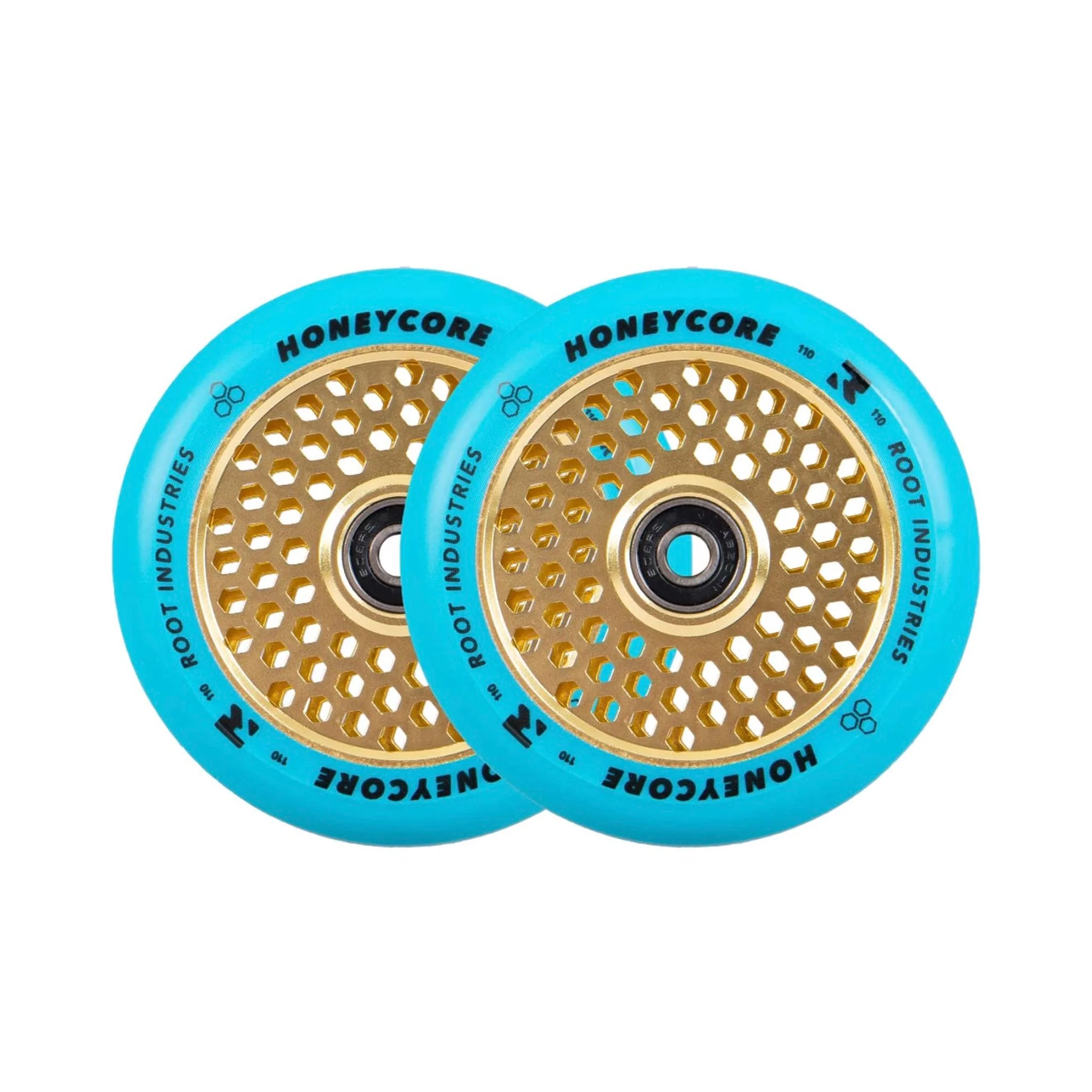Root Limited Honeycore Ruedas Patinete 2 Piezas (Color: Blue/Yellow)