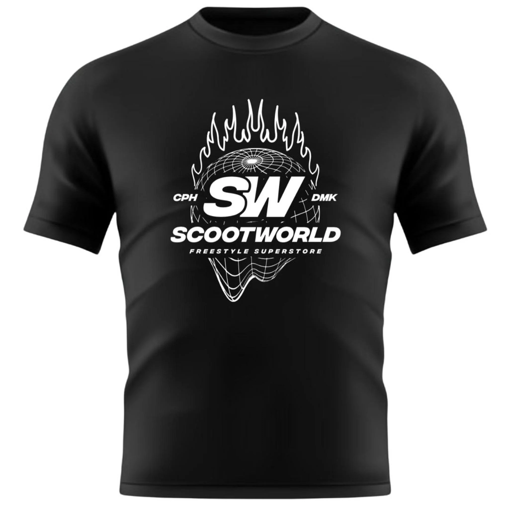 ScootWorld Fire Globe Camiseta - Negro