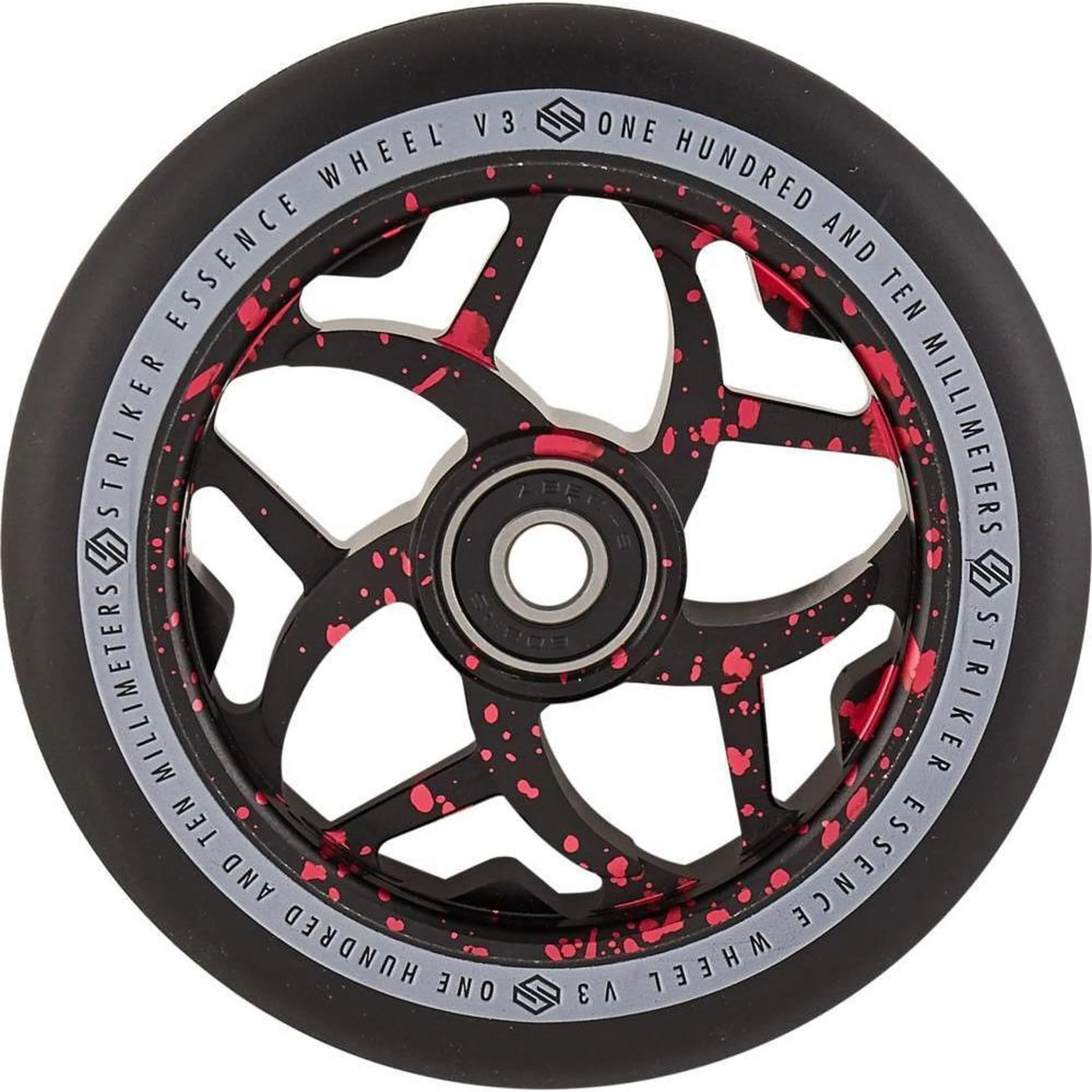Striker Essence V3 Black PU 110mm Rueda Patinete - Splash Negro/Rojo