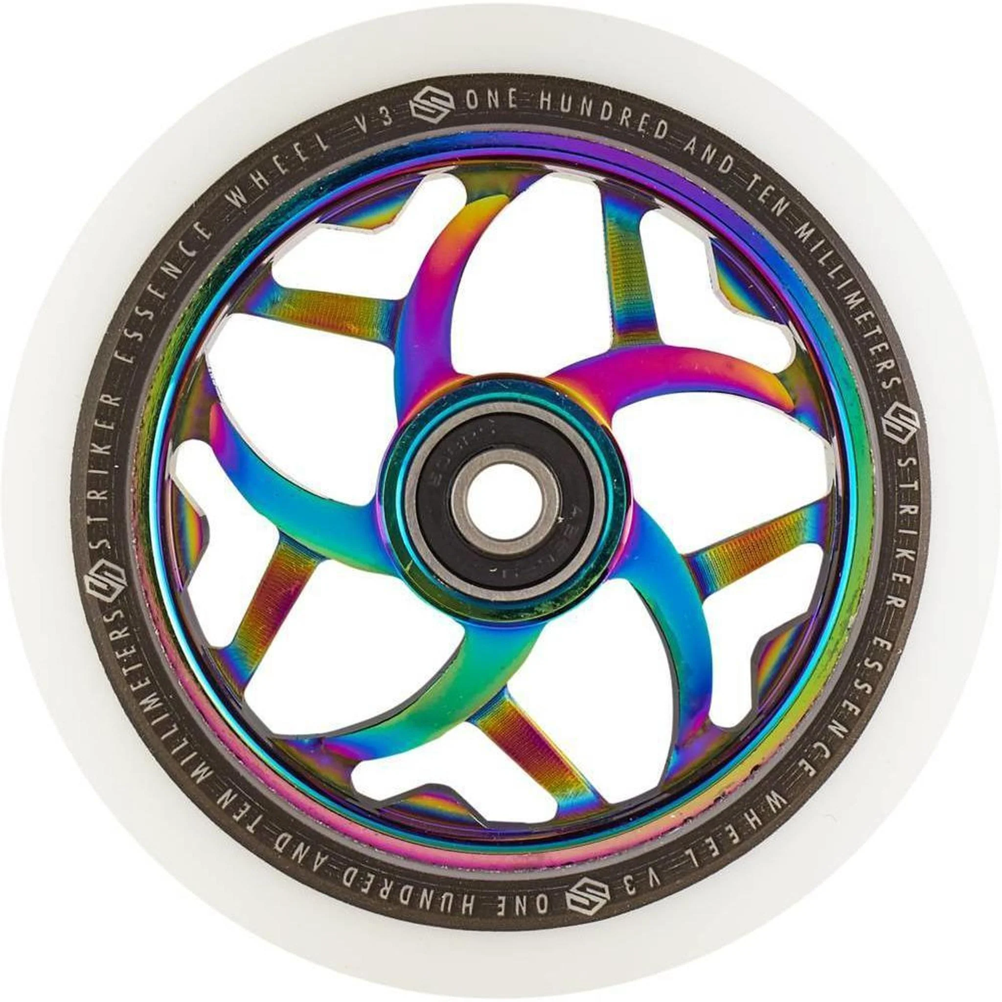 Striker Essence V3 White PU 110mm Rueda Patinete - Rainbow