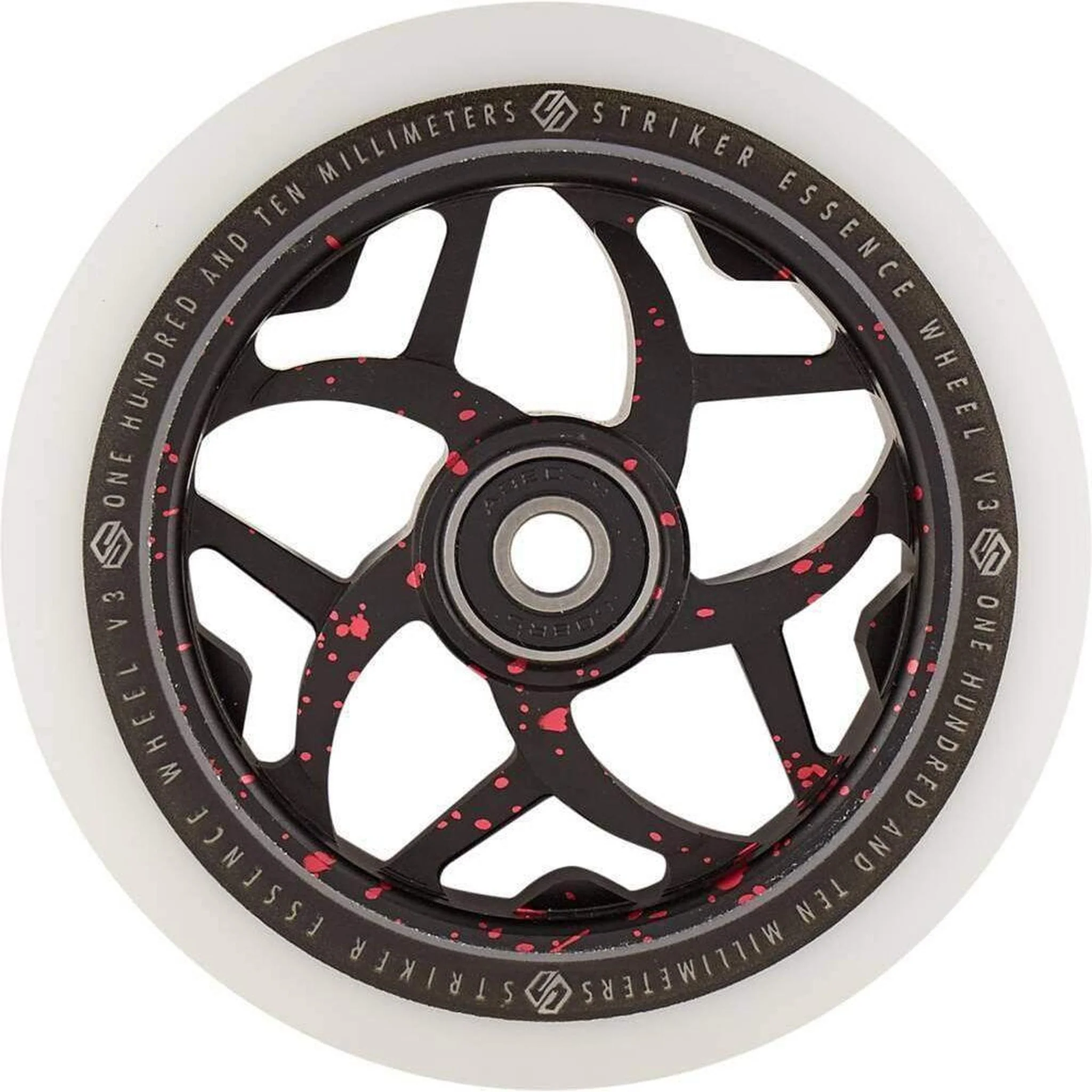 Striker Essence V3 White PU 110mm Rueda Patinete - Splash Negro/Rojo