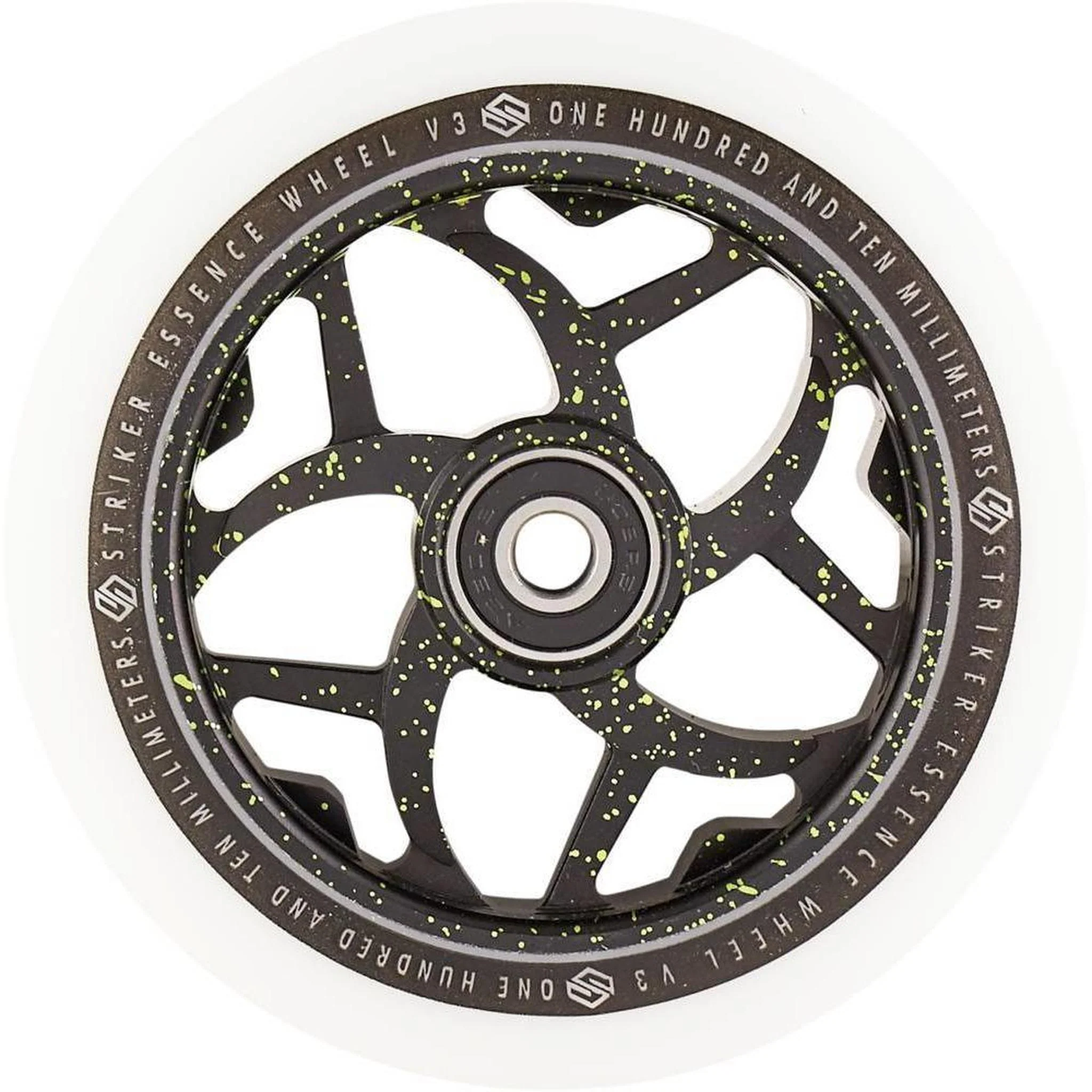 Striker Essence V3 White PU 110mm Rueda Patinete - Splash Negro/Verde