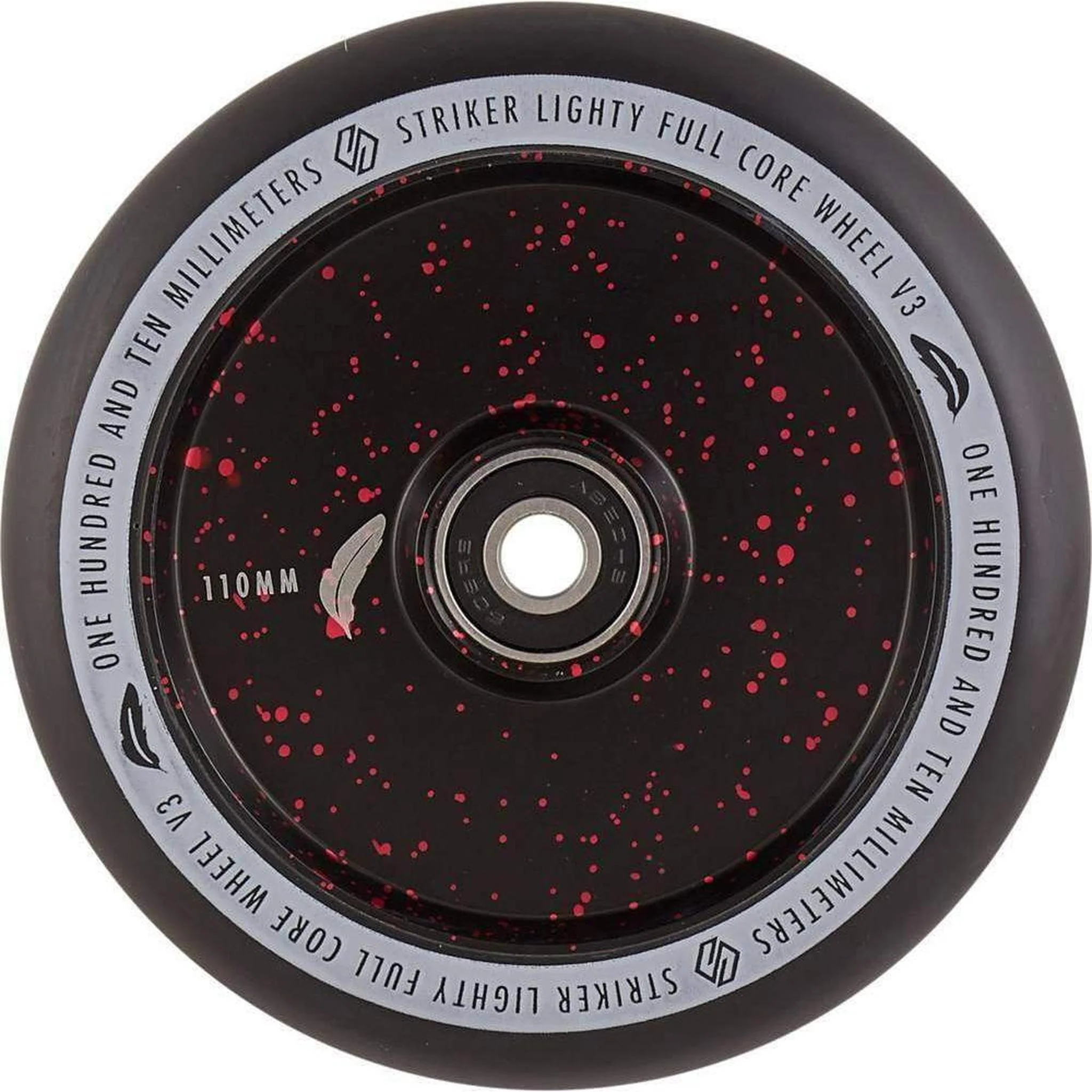 Striker Lighty Fullcore V3 Black PU 110mm Rueda Patinete - Splash Negro/Rojo