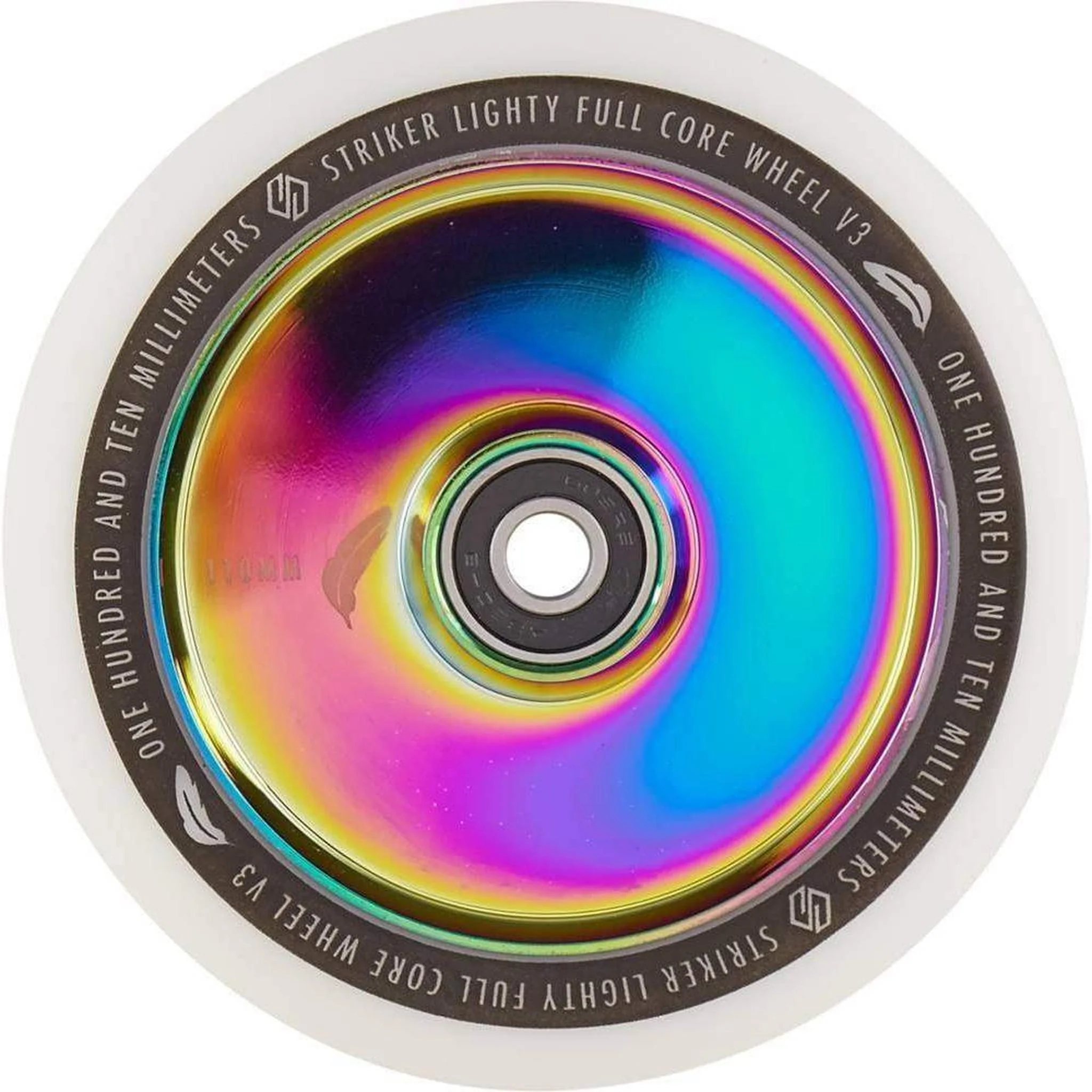 Striker Lighty Fullcore V3 White PU 110mm Rueda Patinete - Rainbow