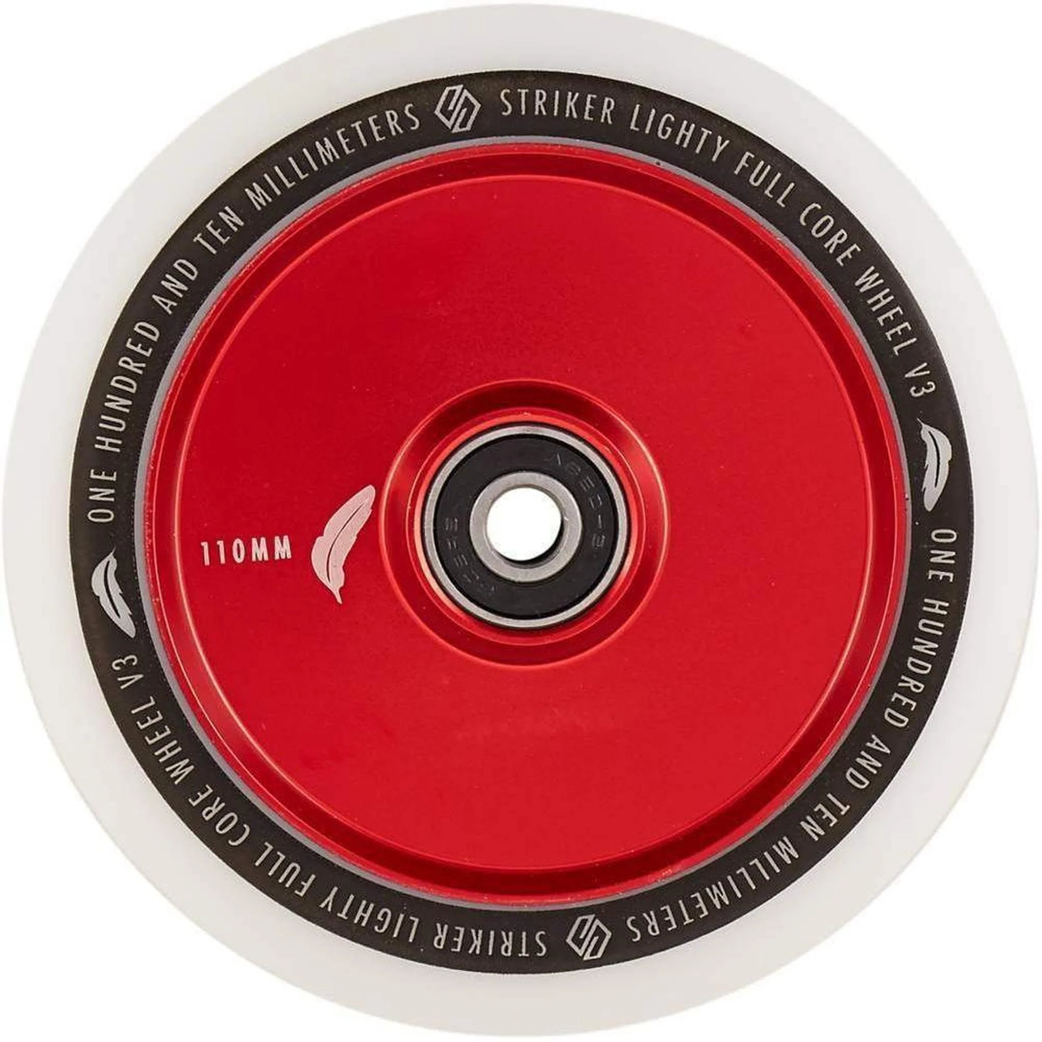 Striker Lighty Fullcore V3 White PU 110mm Rueda Patinete - Rojo