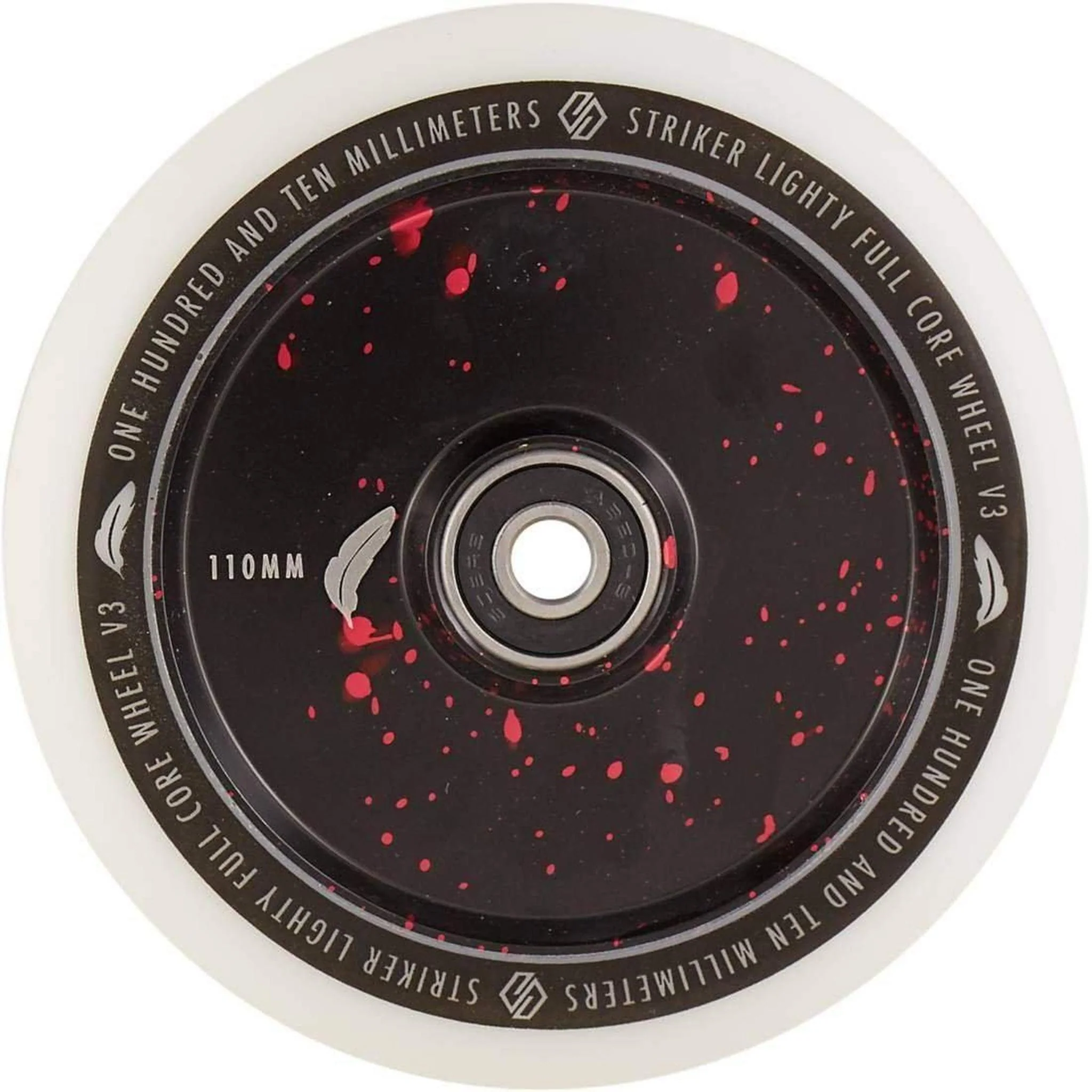 Striker Lighty Fullcore V3 White PU 110mm Rueda Patinete - Splash Negro/Rojo