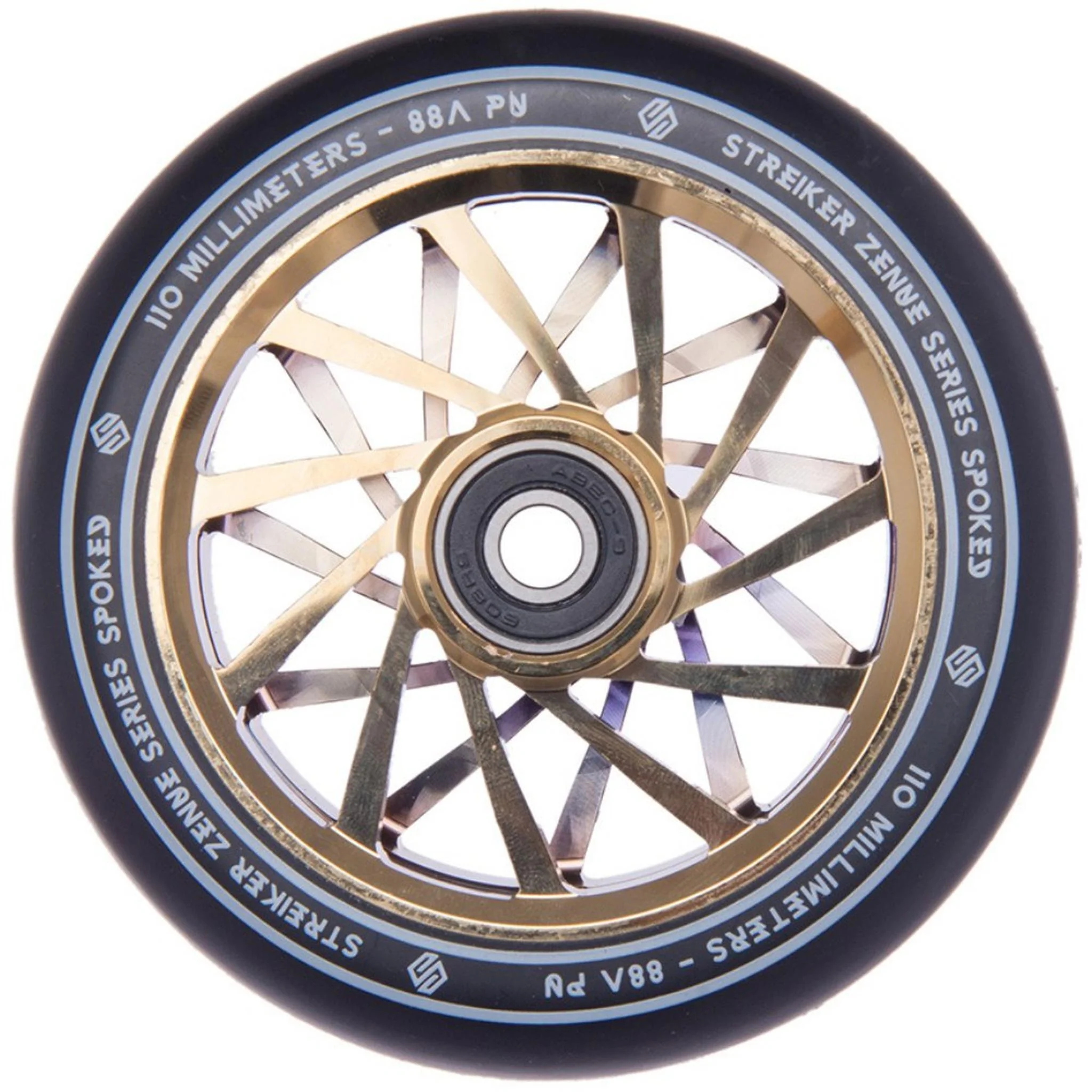 Striker Zenue Series Black PU Rueda Patinete - Gold Chrome